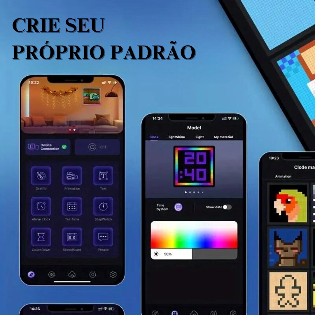 Luz de Pixel LED Inteligente Programável - Controle de Aplicativo e Decoração Versátil Iluminação010 Cama Conforto 