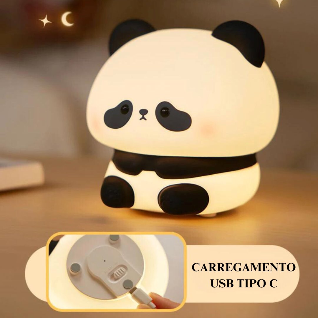 Luz Noturna LED Sensor de Toque USB Recarregável - Panda Iluminação016 Cama Conforto 