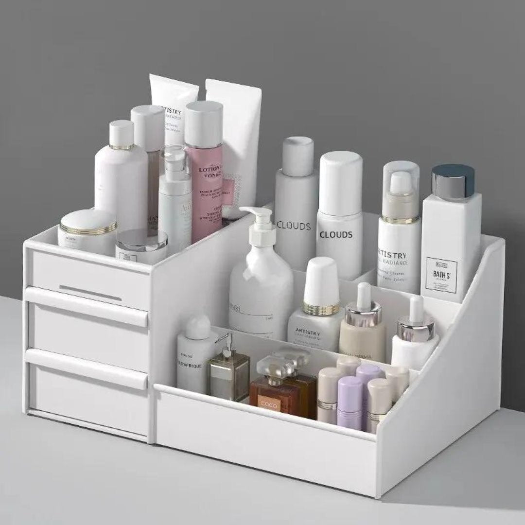 Organizador Multifuncional de Maquiagem e Skincare - Caixa de Armazenamento Elegante Organizadores005 Cama Conforto Branco 