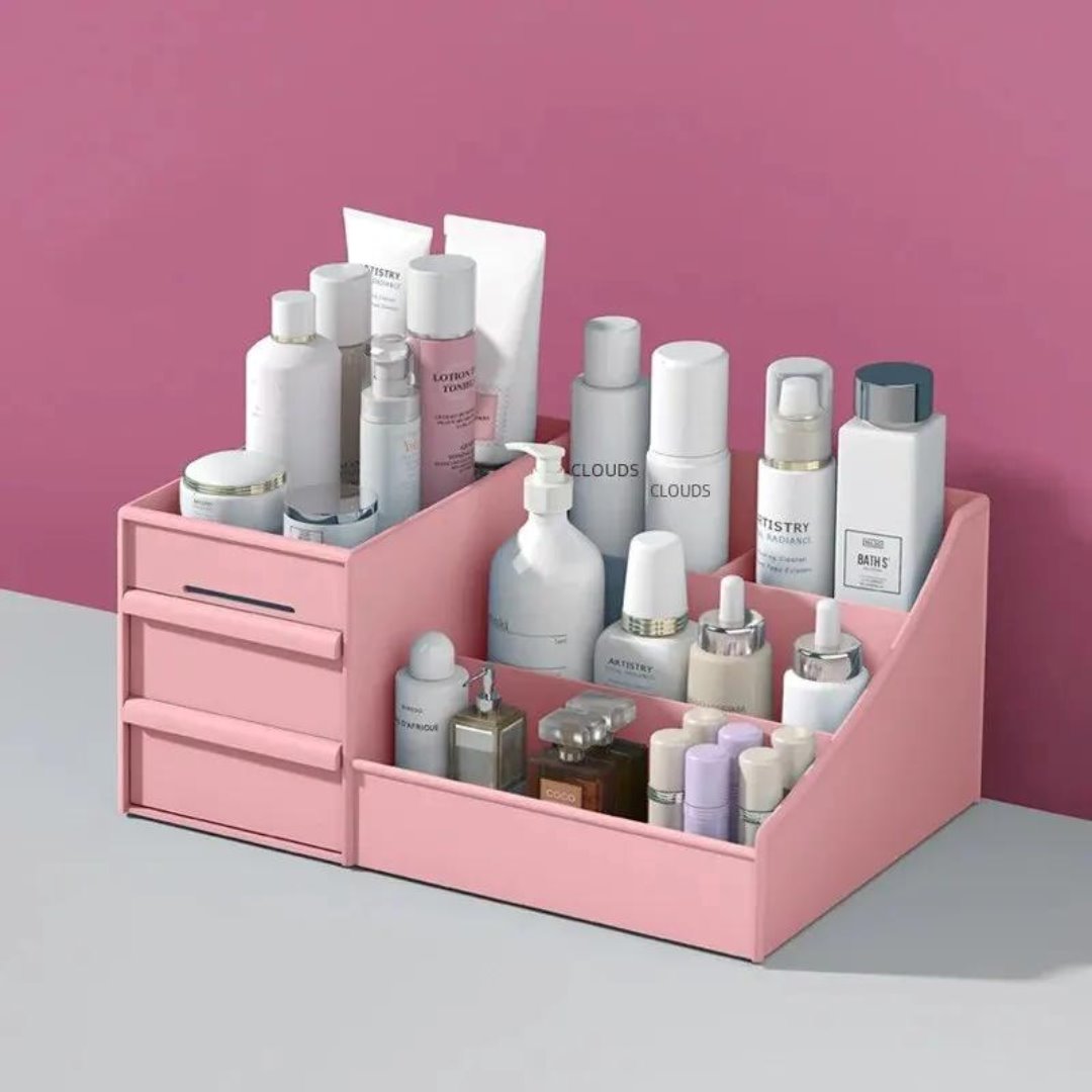 Organizador Multifuncional de Maquiagem e Skincare - Caixa de Armazenamento Elegante Organizadores005 Cama Conforto Rosa 