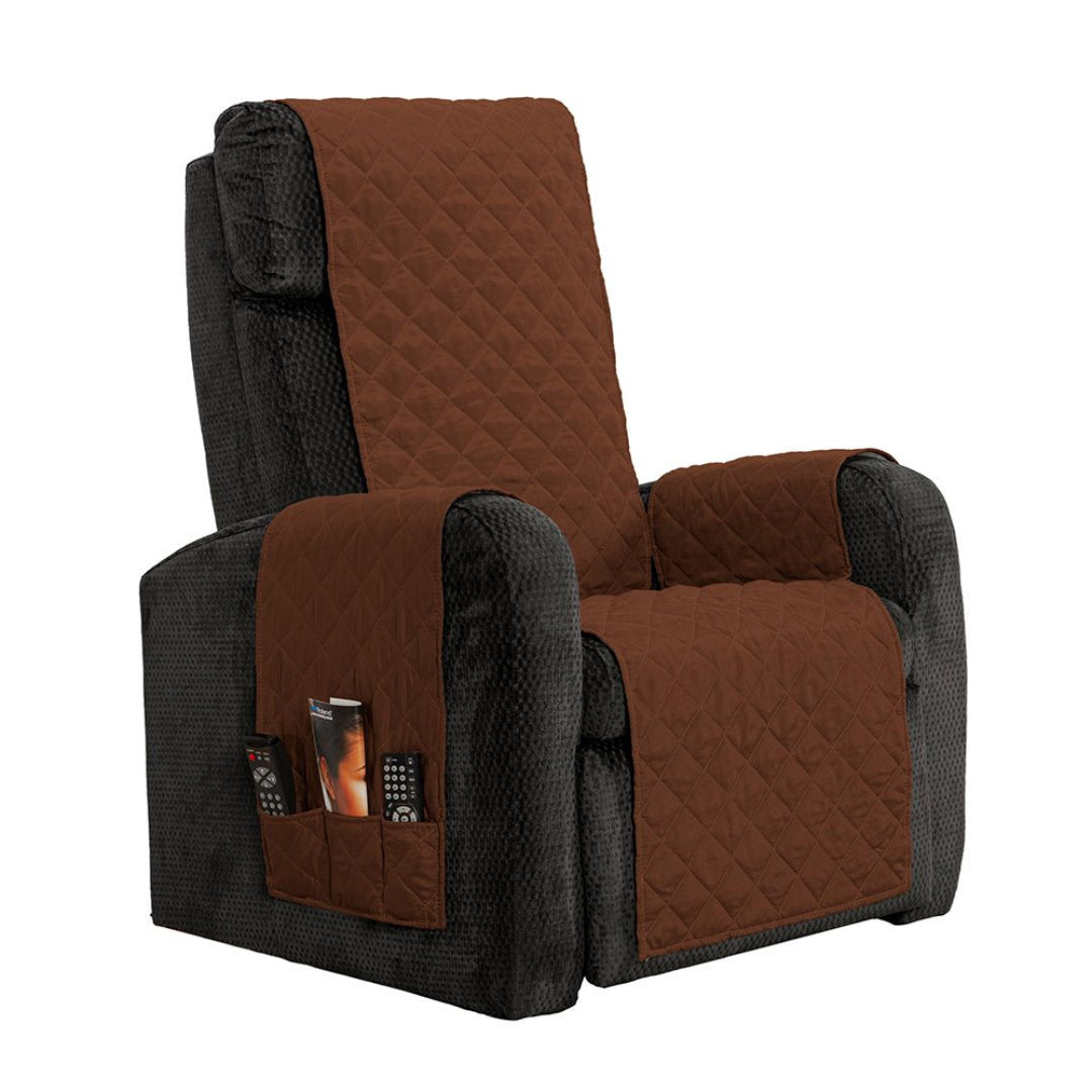 Protetor de Poltrona Classic Matelado com Bolsos - Face Única e Lavável CapasSofaCadeiraNacional005 Cama Conforto Marrom 