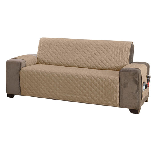 Protetor de Sofá 3 Lugares Classic Matelado com Bolsos - Face Única e Lavável CapasSofaCadeiraNacional003 Cama Conforto Cáqui 