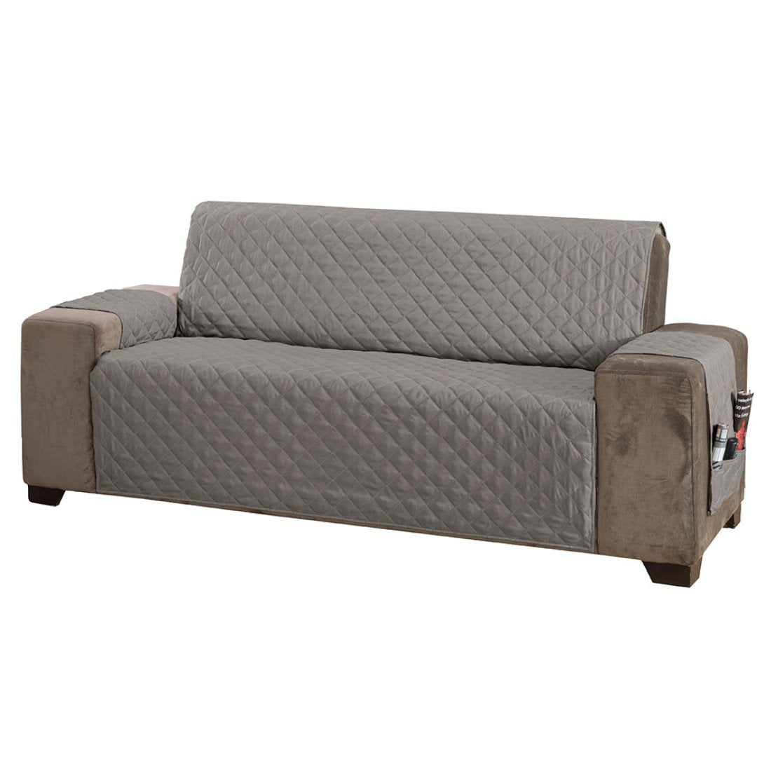 Protetor de Sofá 4 Lugares Classic Matelado com Bolsos - Face Única e Lavável CapasSofaCadeiraNacional004 Cama Conforto Cinza 