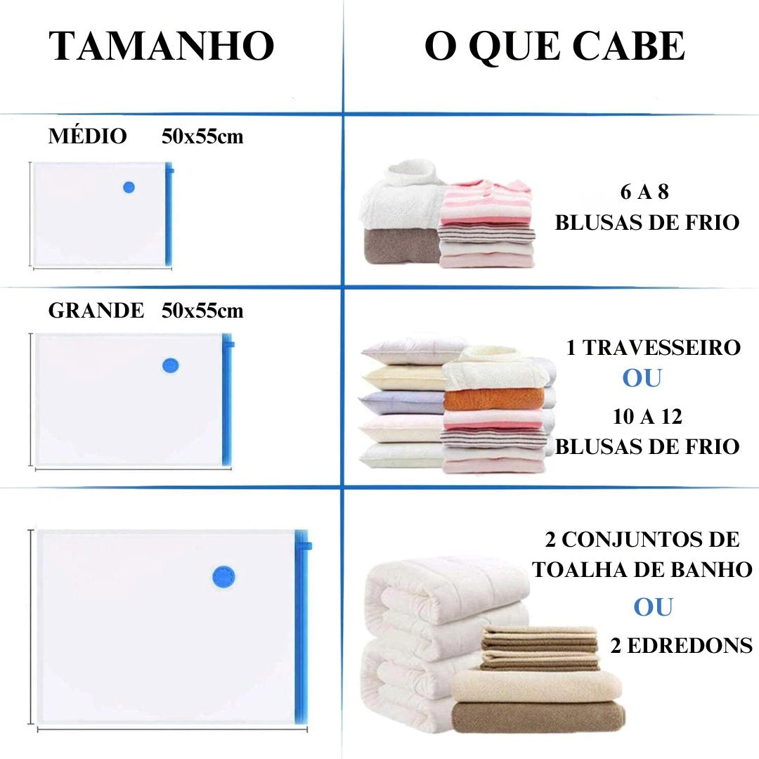 Saco de Compressão a Vácuo Transparente para Roupas e Colchas Organizadores003 Cama Conforto 