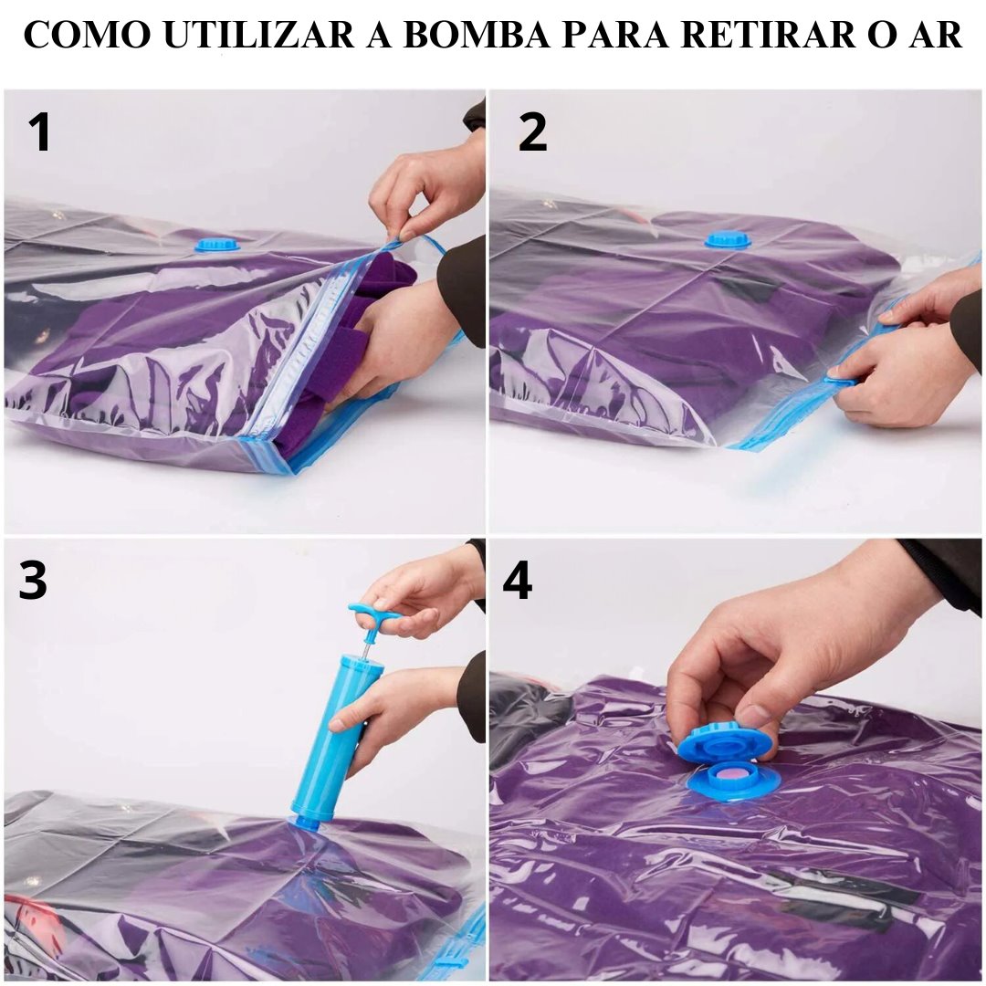 Saco de Compressão a Vácuo Transparente para Roupas e Colchas Organizadores003 Cama Conforto 