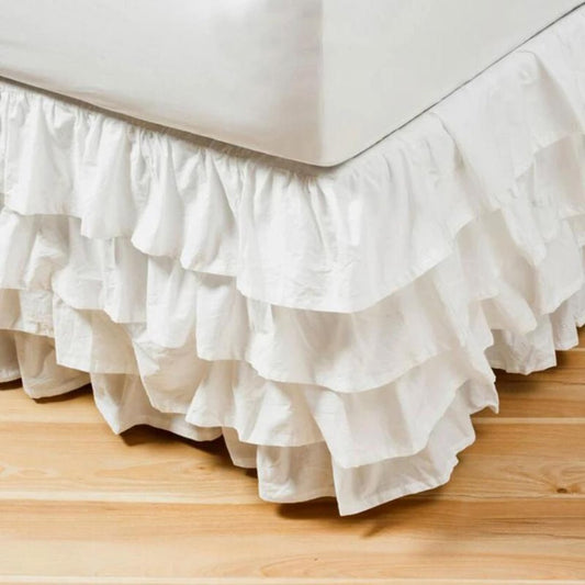 Saia de Cama com Babados e Elástico - Toque Elegante para seu Quarto Roupa de Cama018 Cama Conforto Branco Queen (150x200x45cm) 