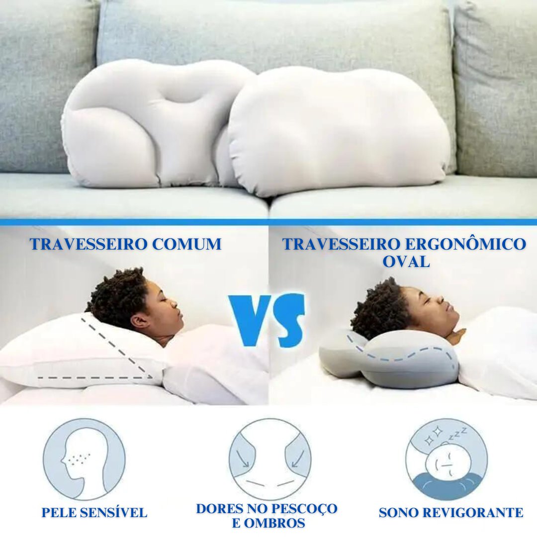 Travesseiro Ergonômico Oval de Espuma - Conforto Personalizado Travesseiros002 Cama Conforto 