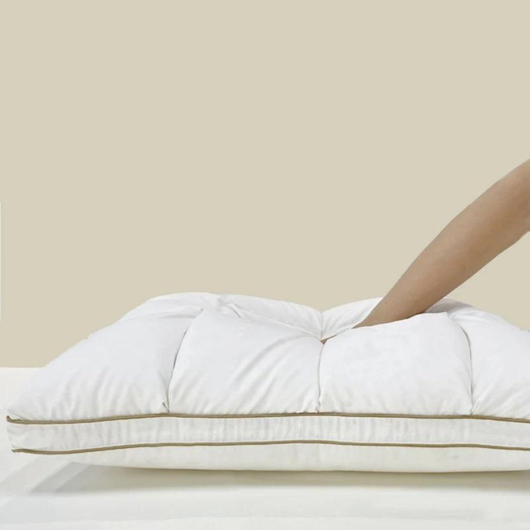 Travesseiro Premium de Penas de Ganso - 100% Algodão Certificado OEKO-TEX Travesseiros012 Cama Conforto 